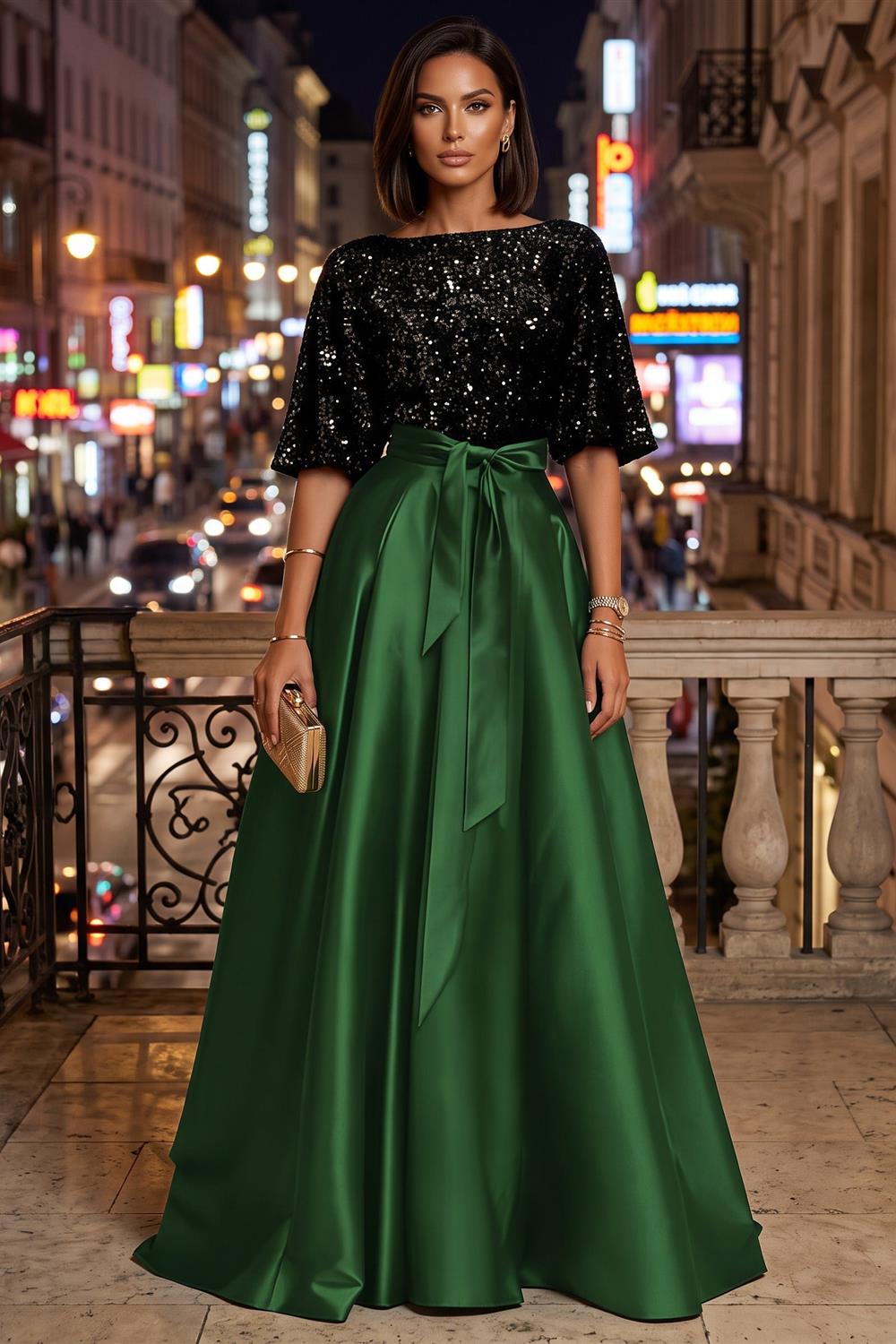 Sheath Satin 3/4 Sleeves Maxi Mother of the Bride & Groom Dresses with Chiffon Cape (SHI22500709)