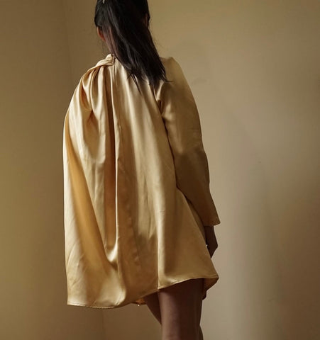 Gold Mulberry Silk Mini Dress