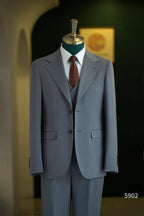 Costume de mariage sur mesure en laine à rayures bleu poussière, 3 pièces, pour le marié et ses garçons d'honneur
