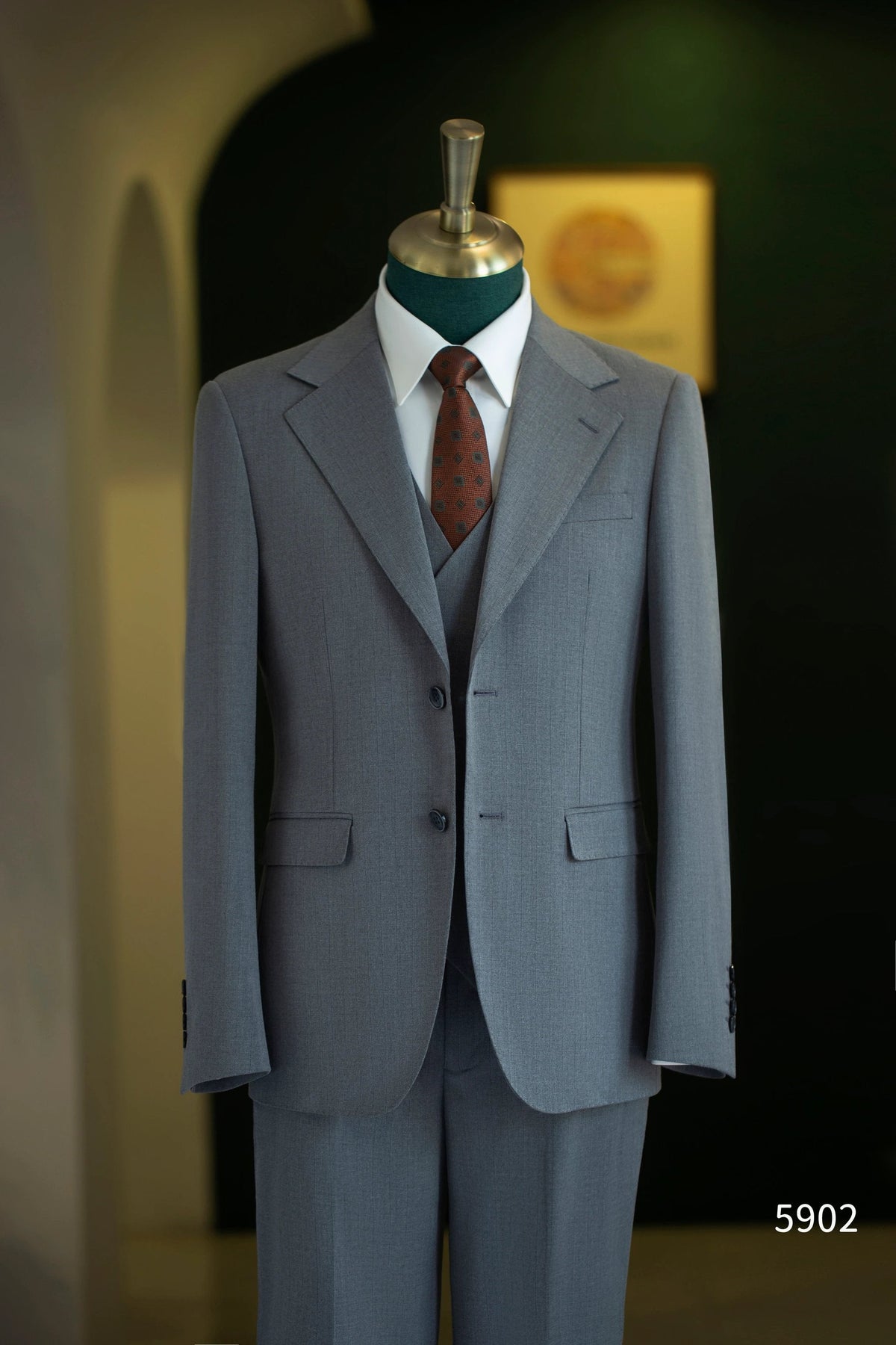 Costume de mariage sur mesure en laine à rayures bleu poussière, 3 pièces, pour le marié et ses garçons d'honneur