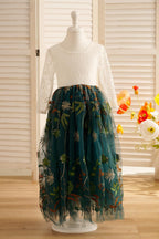 Tulle A-Line Full-Length Garden Boho Flower Girl Dress