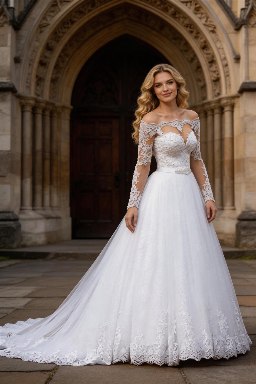 2025 Sexy Off Shoulder Wedding Dresses Appliques Long Sleeve Bridal Gowns Vintage Vestidos De Noiva Mariage Plus Size Custom De (ZD14158)