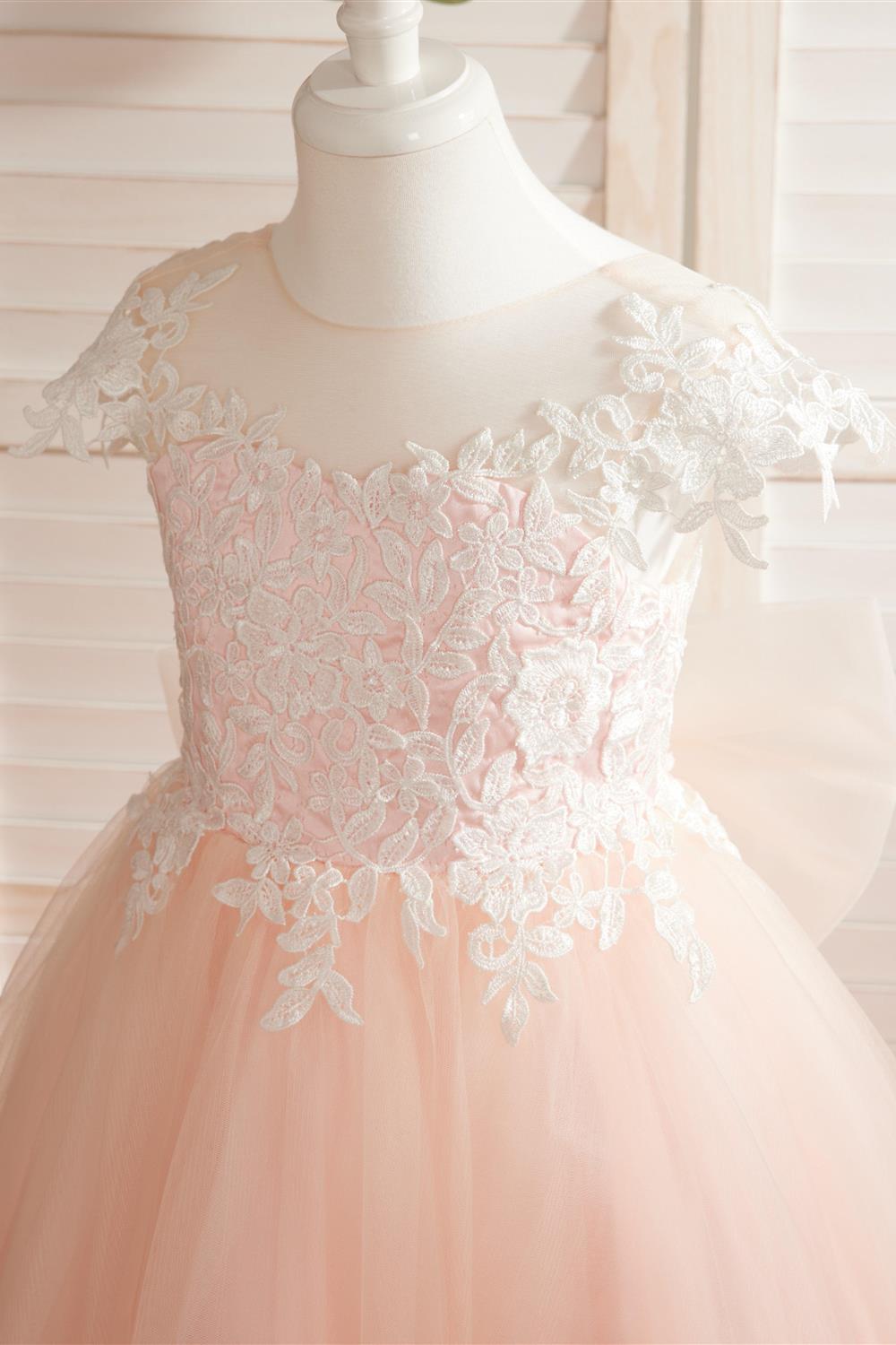 Ivory Detachable Train Princess First Communion Flower Girl Dress