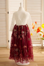 Tulle A-Line Full-Length Garden Boho Flower Girl Dress