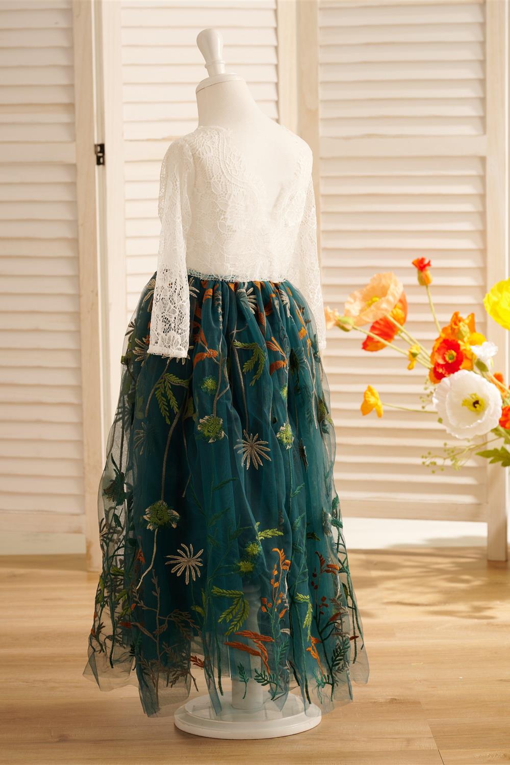Tulle A-Line Full-Length Garden Boho Flower Girl Dress