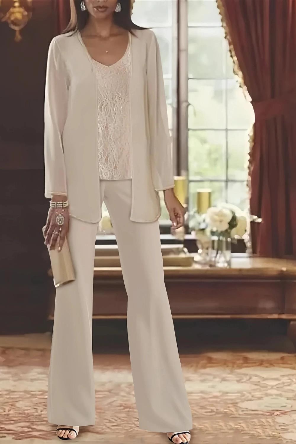 Chiffon Mother of the Bride Pantsuits with Jacket (ZD11039)