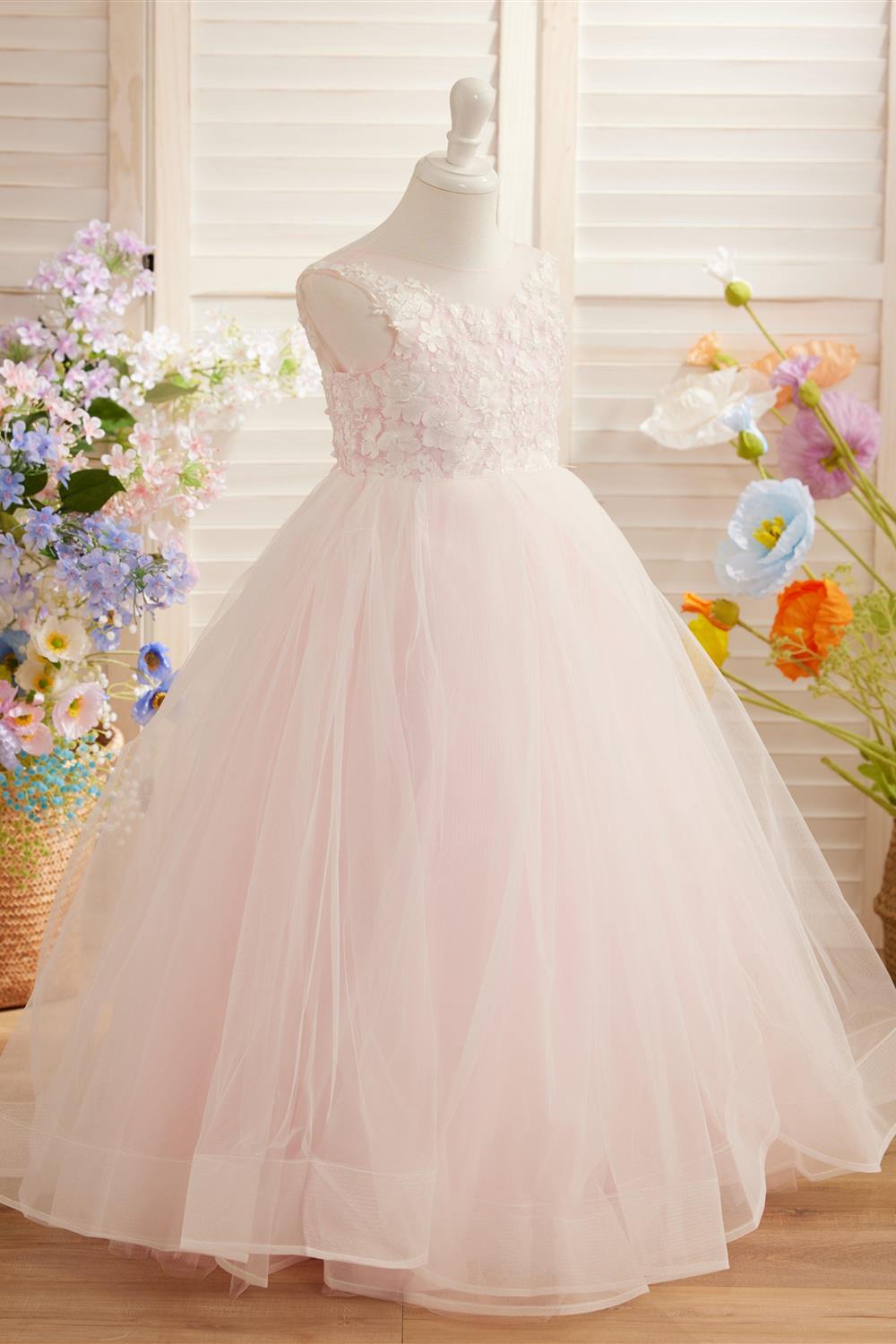Enchanted Princess Tulle and Lace  Flower Girl Dress
