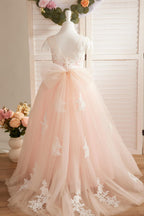 Ivory Detachable Train Princess First Communion Flower Girl Dress