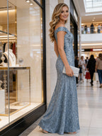 A-Line Off Shoulder Floor-Length Mother of the Bride Dresses with Sequins (SHI22500114)