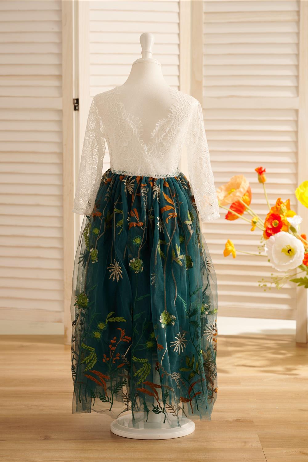 Tulle A-Line Full-Length Garden Boho Flower Girl Dress