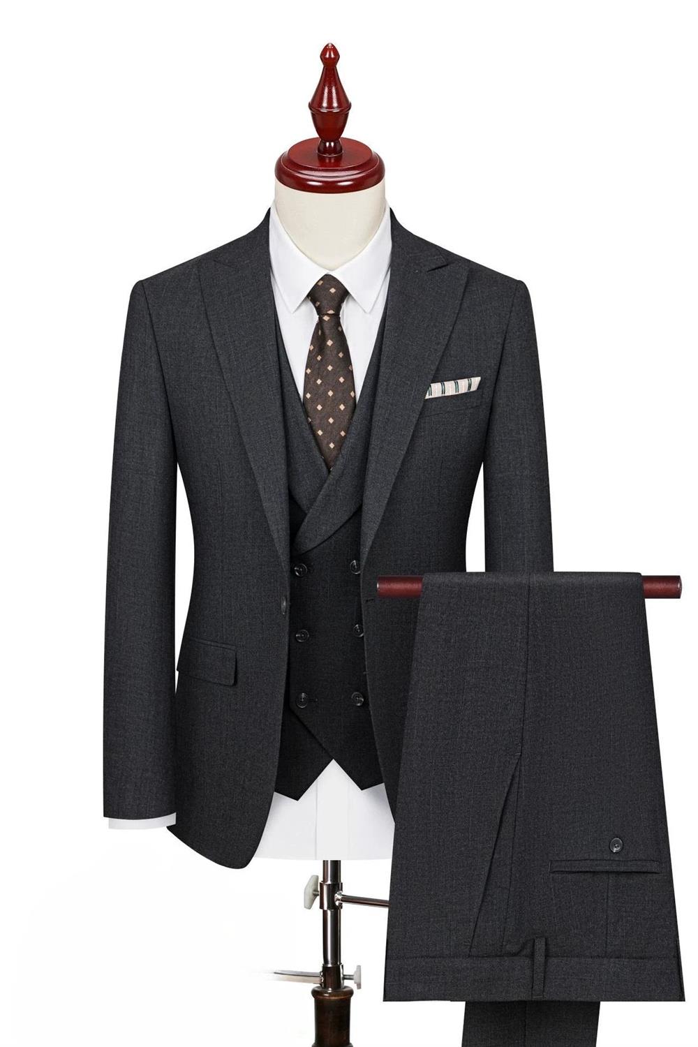Chaqueta de traje formal para novio con cuello plano negro para hombre