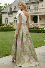Mermaid Scoop Long Sleeve Floor Length Mother of the Bride Dresses with Peplum & Appliques (SHI22500269)