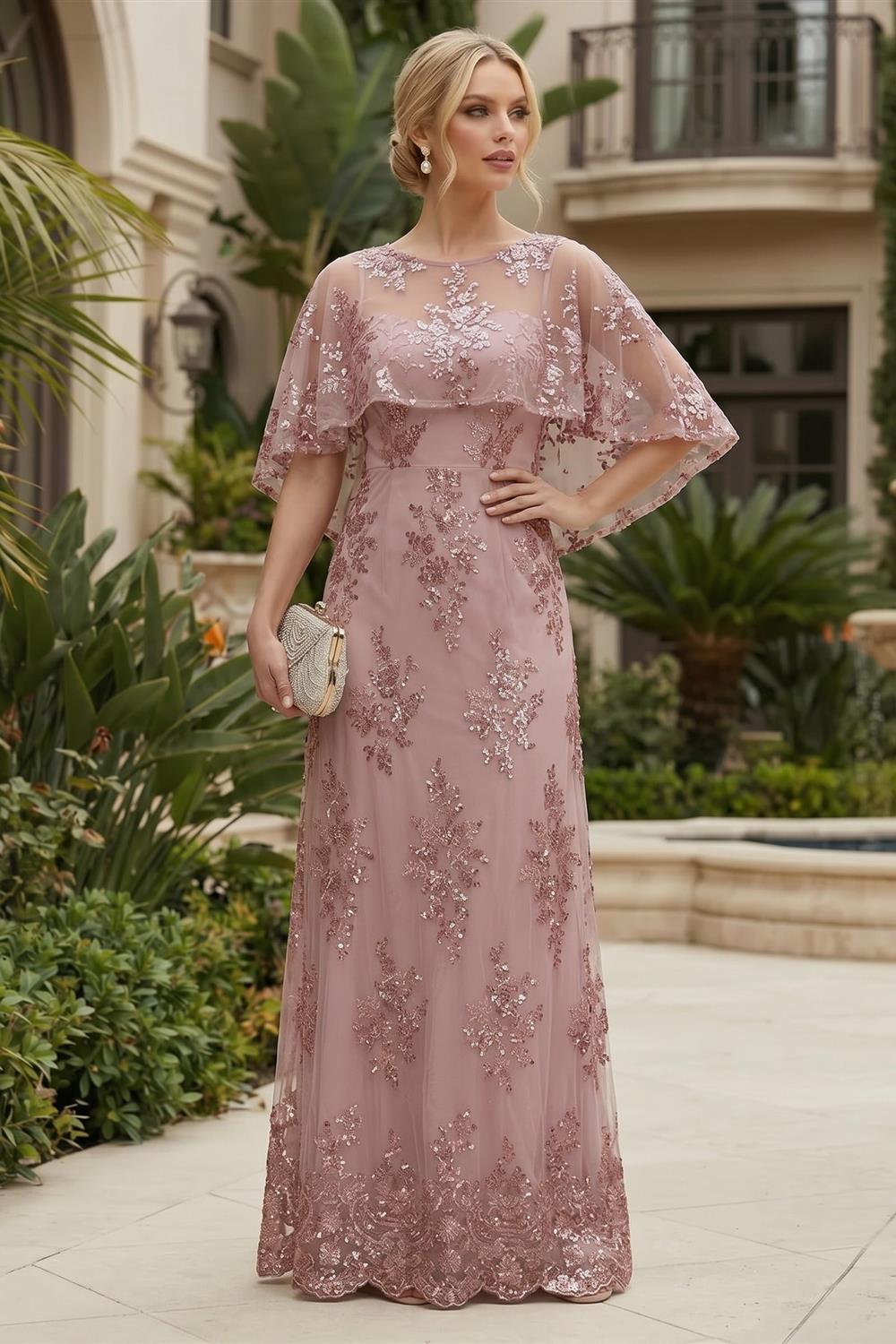 Tulle A-Line Maxi Mother of the Bride & Groom Dresses with Sequin Embroidery Bodice (SHI22500783)