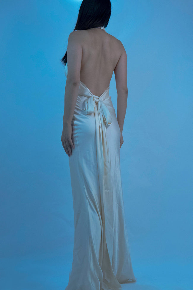 100% Mulberry Silk Jewel Halter Neck Dress Gown Main Image