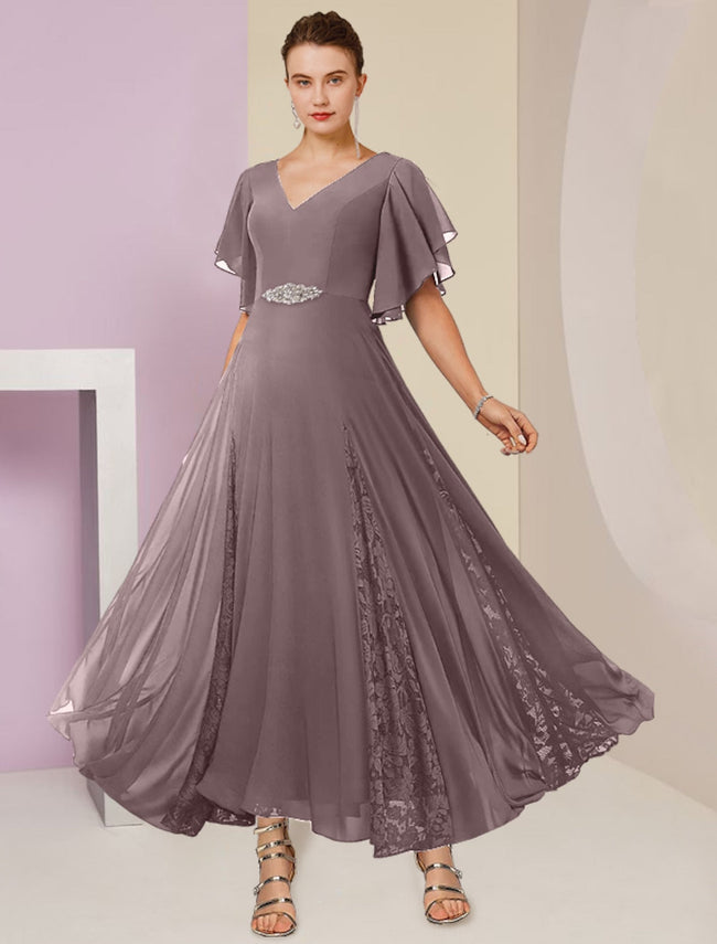 A-Line/Princess V-Neck Mother of the Bride Dresses with Applique Hover Image