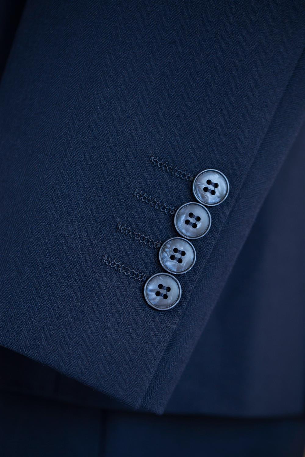 Navy Blue Wool 3 Piece Wedding Suit For Groom And Groomsmen Attire (ZD17113)