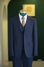 Navy Blue Wool 3 Piece Wedding Suit For Groom And Groomsmen Attire (ZD17113)