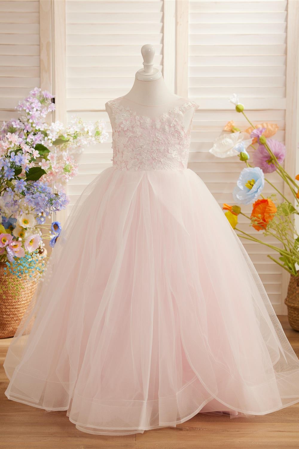 Enchanted Princess Tulle and Lace  Flower Girl Dress