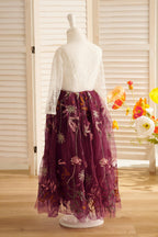 Tulle A-Line Full-Length Garden Boho Flower Girl Dress