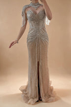 Zapdress Pink Beaded Tassel Mermaid Evening Dress with Split Formal Party Gowns for Women 2026 DLA72891A Customized (ZD17360)