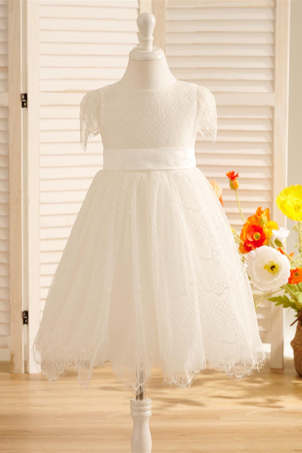 Lace Ivory First Communion Flower Girl Dress