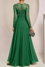 A-Line/Princess Scoop Floor-Length Mother of the Bride Dresses with Split Side Ruffles Sequins (ZD10965)