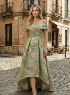 Jacquard A-Line/Princess Scoop Neck Floor-Length Mother of the Bride & Groom Dresses with Ruffles, Pleats & Pockets (SHI22501237)