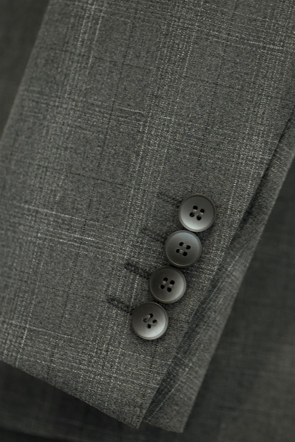 Traje de Tres Piezas en Lana Gris Sólido para Novio y Negocios
