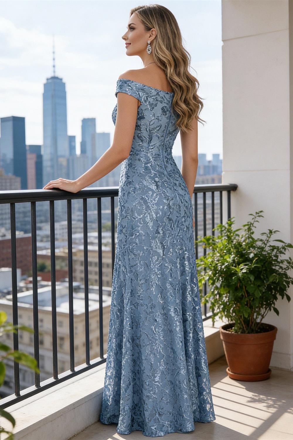 A-Line Off Shoulder Floor-Length Mother of the Bride Dresses with Sequins (SHI22500114)