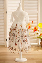 Tulle A-Line Full-Length Boho Flower Girl Dress