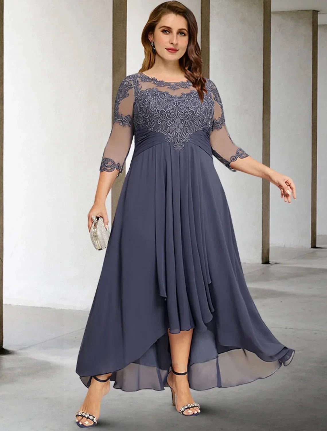 A-Line/Princess Scoop Asymmetrical Mother of the Bride Dresses by Dreamylily