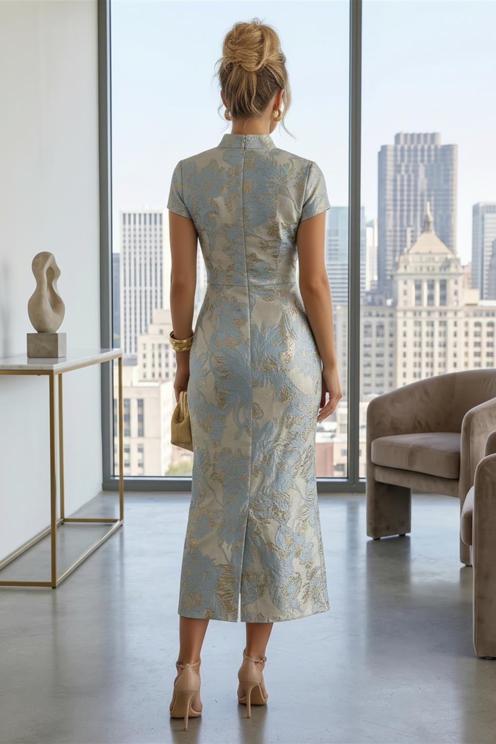 Jacquard A-Line/Princess Off Shoulder Floor-Length Mother of the Bride & Groom Dresses with Ruched Satin Bodice (SHI22501537)