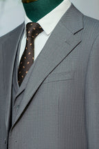 Subtle Pinstripe Grey Wool Three Piece Suit for Groom and Business (ZD17099)