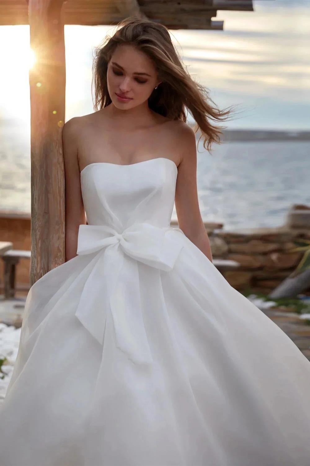 Hermosos vestidos de novia de corte A con cuello redondo para mujer, sexys, sin mangas, formales, para fiesta en la playa, vestidos de novia de talla grande, vestido de casamento