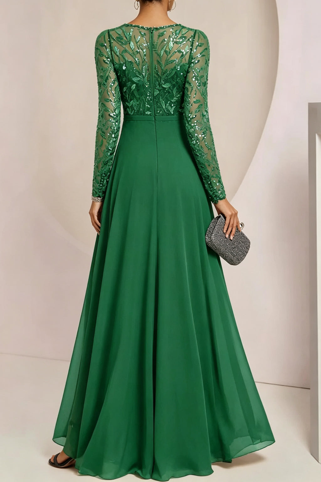 A-Line/Princess Scoop Floor-Length Mother of the Bride Dresses with Split Side Ruffles Sequins (ZD10965)