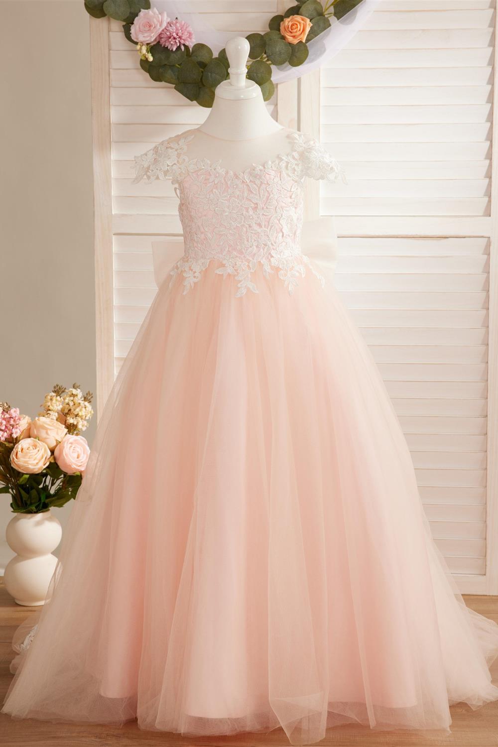 Ivory Detachable Train Princess First Communion Flower Girl Dress