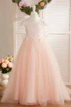Ivory Detachable Train Princess First Communion Flower Girl Dress