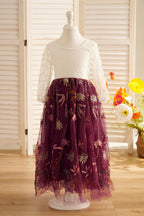 Tulle A-Line Full-Length Garden Boho Flower Girl Dress