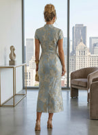 Jumpsuit Scoop Neck Chiffon Floor-Length Mother of the Bride Pantsuits with Rhinestones (SHI22501659)