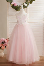 Dream Princess Sleeveless Detachable Train Flower Girl Dress