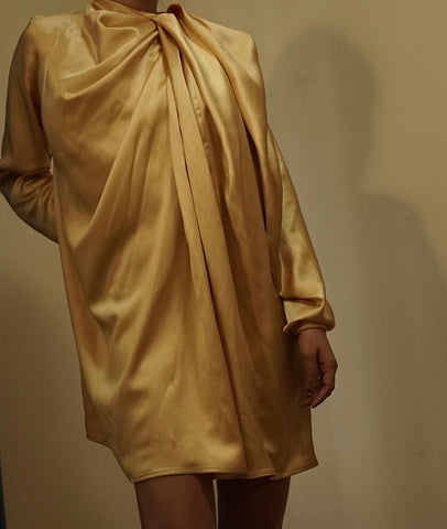 Gold Mulberry Silk Mini Dress
