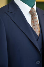 Navy Blue Wool 3 Piece Wedding Suit For Groom And Groomsmen Attire (ZD17113)