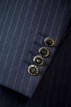 Double Breasted Pinstripe Wool Suit for Groom and Business Formal (ZD17104)