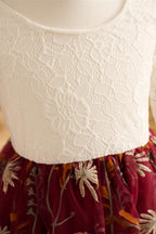Tulle A-Line Full-Length Garden Boho Flower Girl Dress
