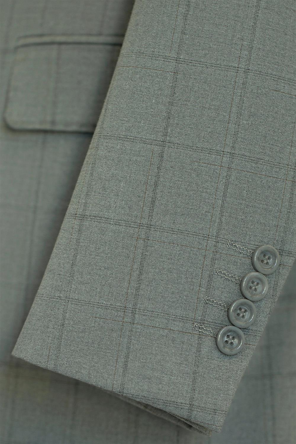 Traje de boda de lana gris claro con cuadros tipo ventana de 3 piezas para el novio y los padrinos
