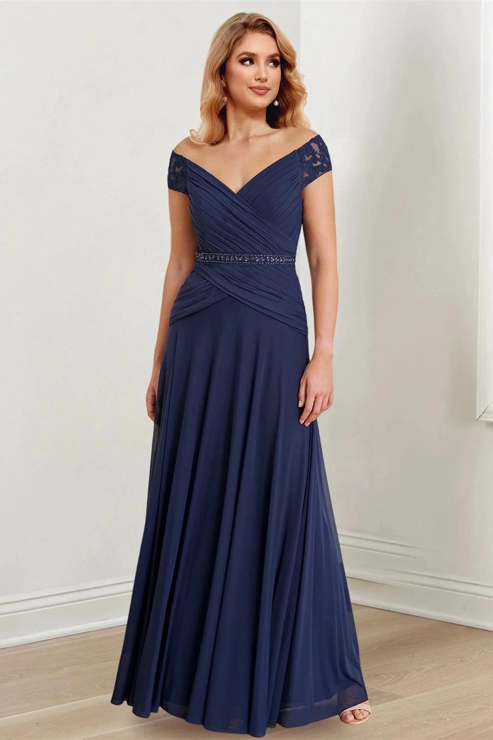 A-Line/Princess Off-the-Shoulder Floor-Length Mother of the Bride Dresses (ZD10949)