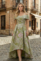 Jacquard A-Line/Princess Scoop Neck Floor-Length Mother of the Bride & Groom Dresses with Ruffles, Pleats & Pockets (SHI22501237)