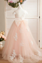 Ivory Detachable Train Princess First Communion Flower Girl Dress