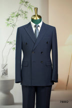 Tailored Double Breasted Navy Wool Formal Suit For Groom And Business (ZD17102)