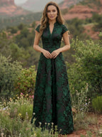 Sheath/Column Cape Sleeves Mother of the Bride & Groom Dresses with Floral Beaded Sequin Embroidered (SHI22500491)